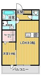 パークヴィラ杉水II 2階1LDKの間取り