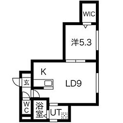 ジュピター月寒東II 2階1LDKの間取り
