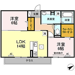 プレンティー中須　B 1階2LDKの間取り
