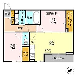 エタニティー東船橋 3階2LDKの間取り