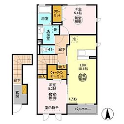 スカイヒル 1階2LDKの間取り