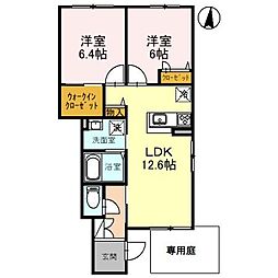 サンクイール　E棟 112 1階2LDKの間取り