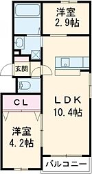LIFEFIELDみやま 2階1SLDKの間取り