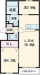 LIFEFIELDみやま 2階1SLDKの間取り