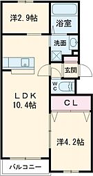 LIFEFIELDみやま 2階1SLDKの間取り