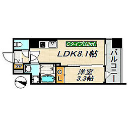 SDグランツ三宮イーストフロント 10階1LDKの間取り
