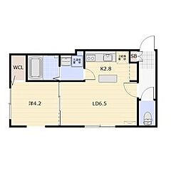 Three R 菊水(スリーアール) 4階1LDKの間取り