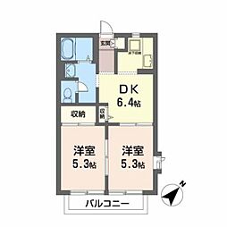 仙台市営南北線 長町南駅 徒歩14分の賃貸アパート 1階2DKの間取り