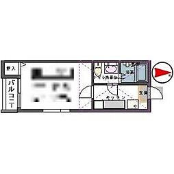 stage中田I 2階1Kの間取り