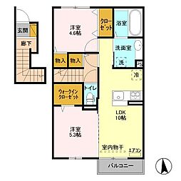 JR常磐線 土浦駅 徒歩25分の賃貸アパート 2階2LDKの間取り