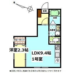 東武東上線 東松山駅 徒歩28分の賃貸アパート 2階1LDKの間取り