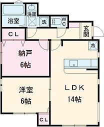 ひたちなか市アパート 1階1SLDKの間取り