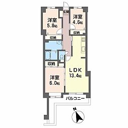 サーパス地吹園 1階3LDKの間取り
