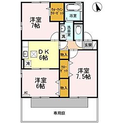 ラ・デファンス 1階3DKの間取り