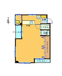 イマージュマルイ 4階ワンルームの間取り