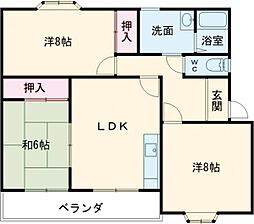 サンリッチ石榑I 2階3LDKの間取り