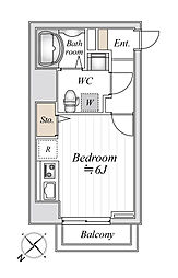 Ｎ−Ｓｔａｇｅ豊田 5階ワンルームの間取り