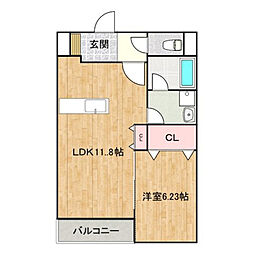 メゾンアイリス 1階1LDKの間取り