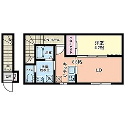リヴェール南鍛冶町 2階1LDKの間取り