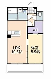 アーデン土与丸 1階1LDKの間取り