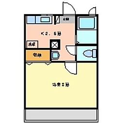J・シエスタ 202 2階1Kの間取り
