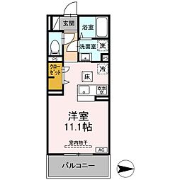グレイスガーデンA 1階ワンルームの間取り