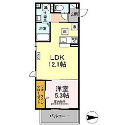 グレイスガーデンA 1階1LDKの間取り