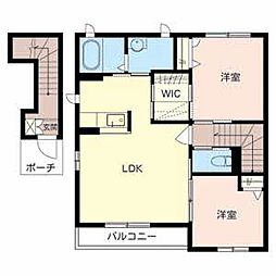 シャーメゾン矢田 2階2LDKの間取り