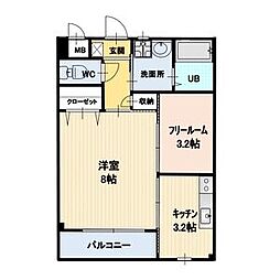 Sun　Palace緑が丘B 1階1SKの間取り