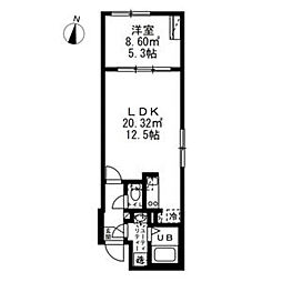 SOLASIAresidence西日暮里 3階1LDKの間取り