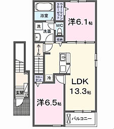 レジデンス　グランアリビオ 2階2LDKの間取り