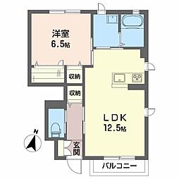 さくらフルールII 1階1LDKの間取り