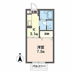 JR東北新幹線 郡山駅 バス15分 帝京安積高校下車 徒歩8分の賃貸アパート 1階1Kの間取り