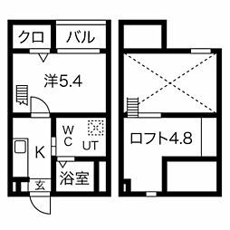 Plage 1階1Kの間取り