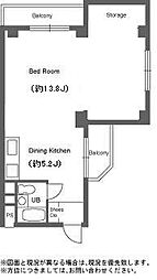 東信松涛マンション 3階ワンルームの間取り