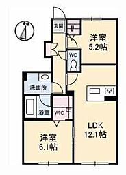 シャーメゾンファンスタ 1階2LDKの間取り