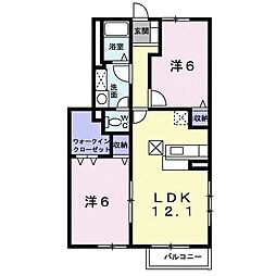 ドゥーベルジュB 2LDKの間取図画像
