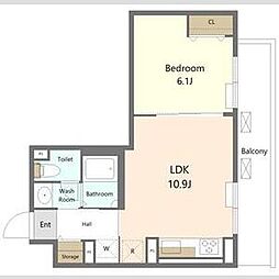 ES-Grande大森 3階1LDKの間取り