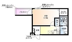 フジパレス湊ノース 2階1Kの間取り