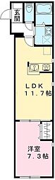 JR常磐線 神立駅 徒歩35分の賃貸アパート 1階1LDKの間取り