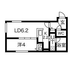 SASA南郷(ササ) 1階1LDKの間取り