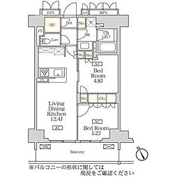 リーフシティ市川　ザ・レジデンス 5階2LDKの間取り