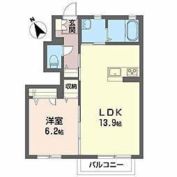 JR東北本線 郡山駅 バス34分 富田下車 徒歩4分の賃貸アパート 1階1LDKの間取り