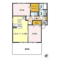 東武桐生線 藪塚駅 徒歩8分の賃貸アパート 1階2LDKの間取り