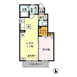 ゼファーコート 1階1LDKの間取り