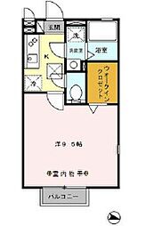若葉ハイム 1階1Kの間取り