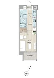 COLAS MIFUNE WEST 502 5階1Kの間取り