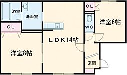 ソレイユ三光 2LDKの間取図画像
