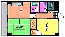 サンライフ大町 2階2LDKの間取り