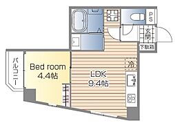コスモグランデII 4階1LDKの間取り